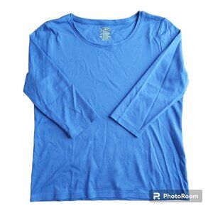 L.L. Bean 100% Supima Cotton 3/4 Sleeve Royal Blue Top - Size Small Petite